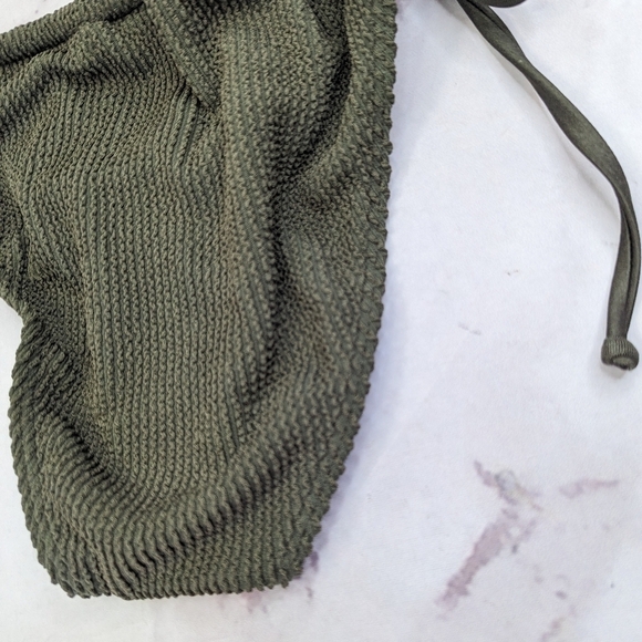 Good American Swim Bottom Women 1 2 S M Stormy Green Crinkle Tiny Ties Bikini - Picture 8 of 12